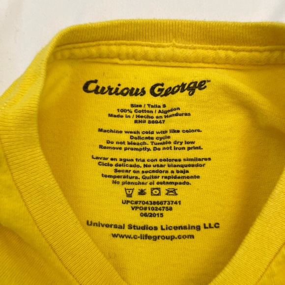 Curious George Yellow "All Day Everyday" T-Shirt - Small - Picture 2 of 3